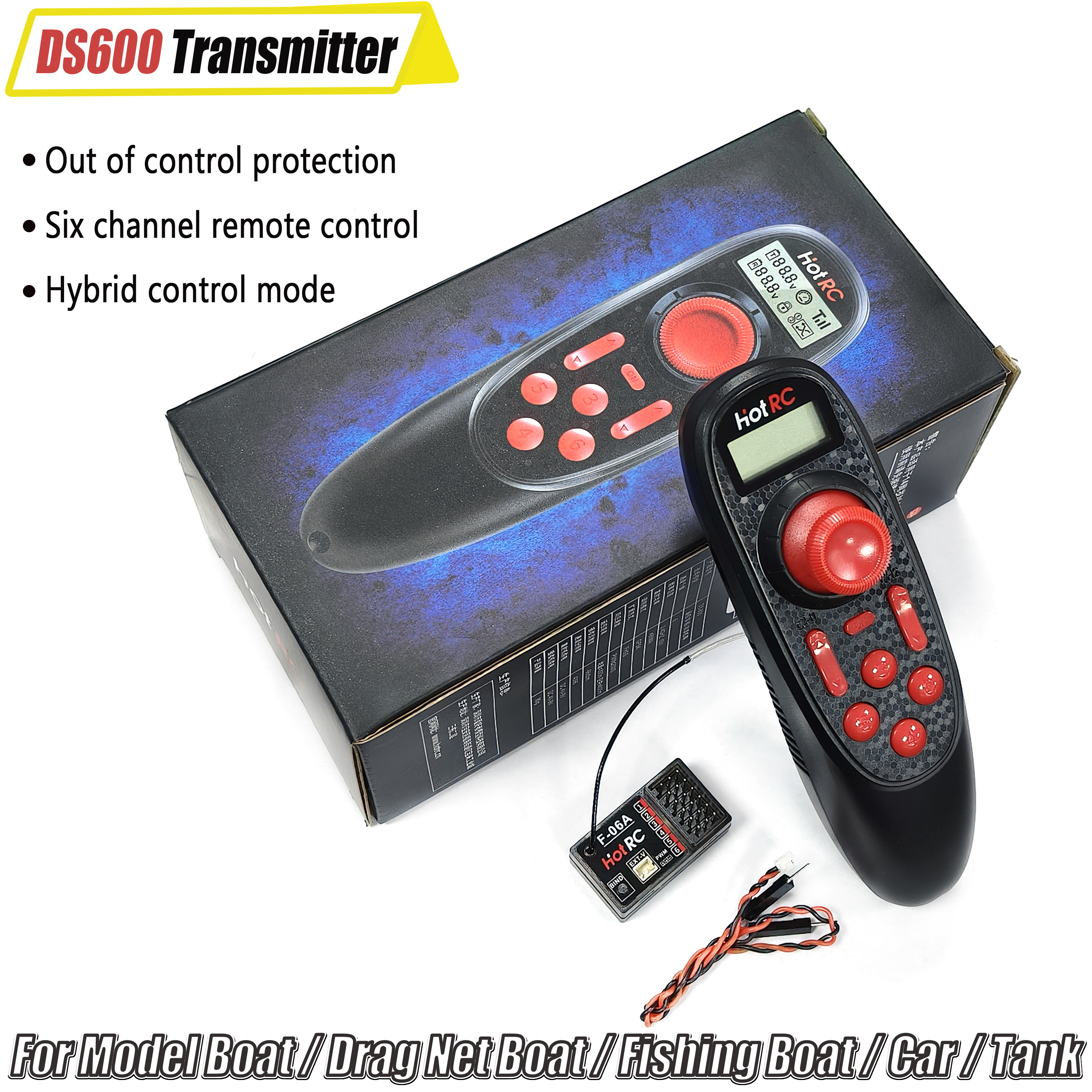 Radio Transmitter 6Ch - HOTRC DS-600 6CH 2.4GHz Radio System