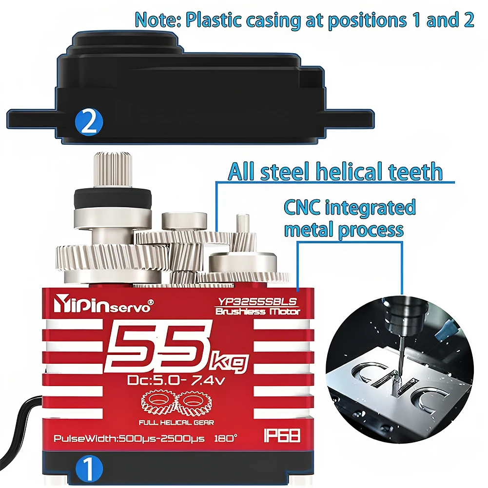 55kg Digital Servo 7.4V 180/27 - огляд і ціна Rc Hobby Motors