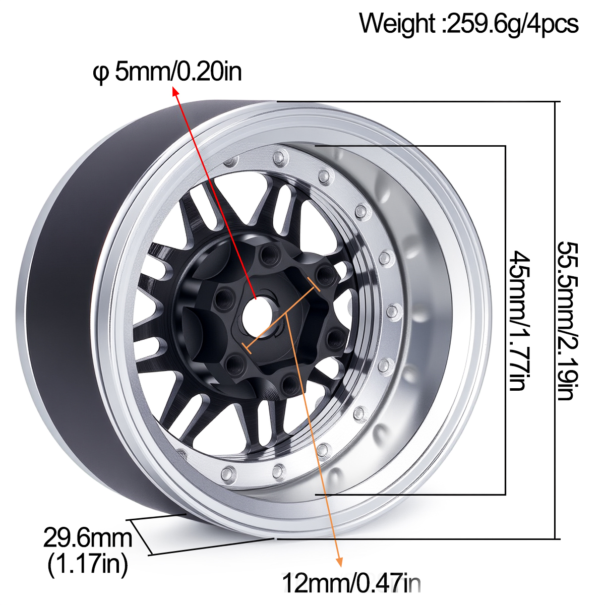 4Pcs 1.9 Aluminum Beadlock Whe - огляд і ціна Rc Hobby Crawler