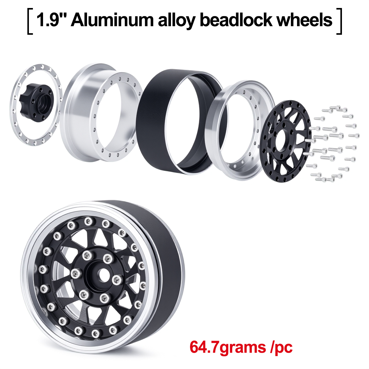 4Pcs 1.9 Aluminum Beadlock Whe - огляд і ціна Rc Hobby Crawler