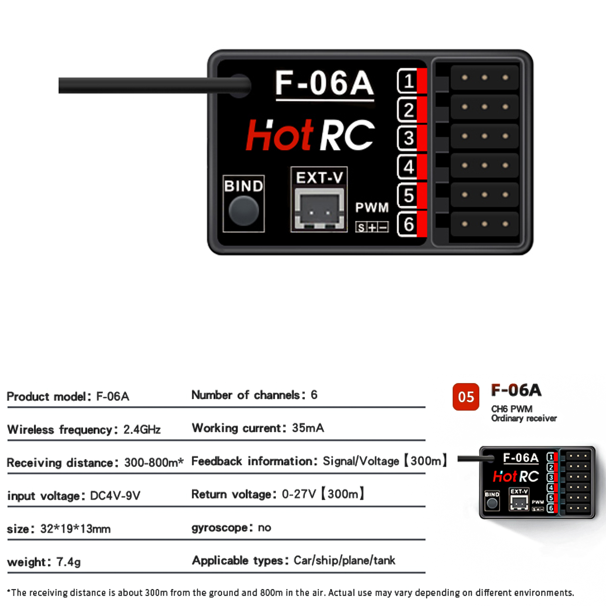 HOTRC DS-600 6CH 2.4GHz Radio  - огляд і ціна Radio Transmitter 6Ch
